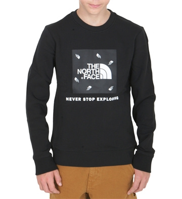 The North Face Y Box Crew Black Tossed Logo
